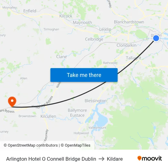 Arlington Hotel O Connell Bridge Dublin to Kildare map