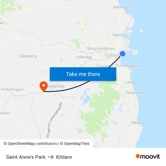 Saint Anne's Park to Kildare map
