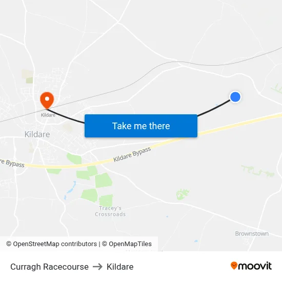 Curragh Racecourse to Kildare map