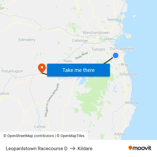 Leopardstown Racecourse D to Kildare map