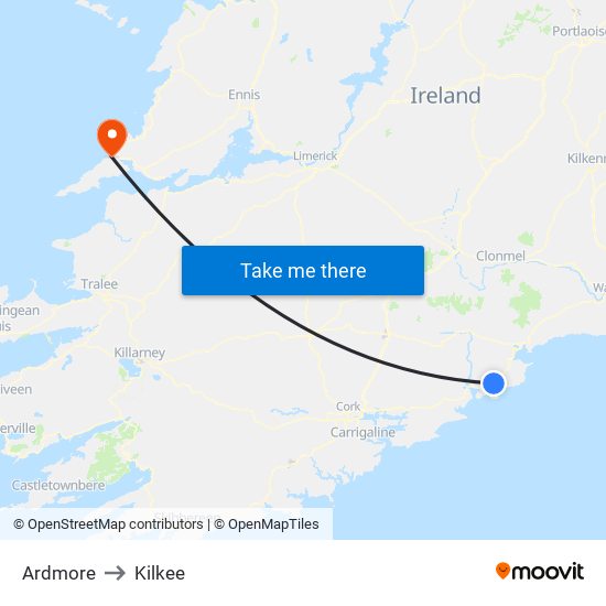 Ardmore to Kilkee map