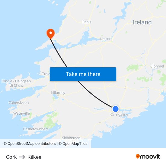 Cork to Kilkee map