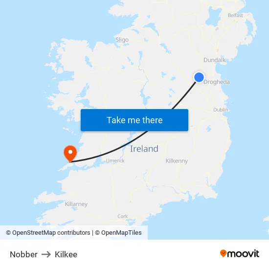 Nobber to Kilkee map