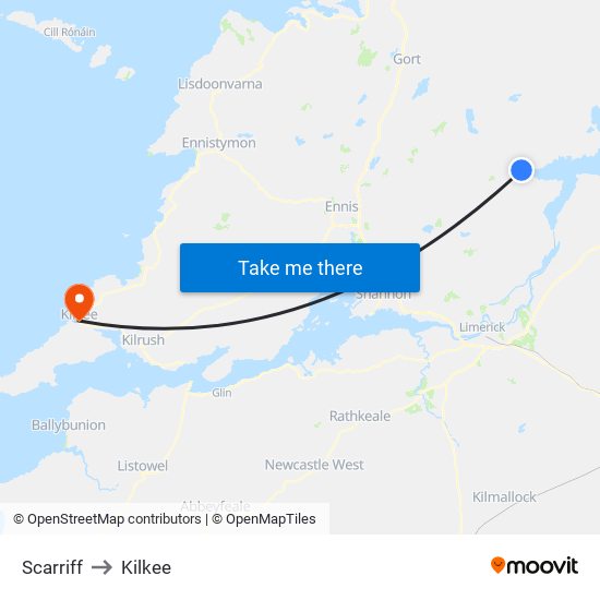 Scarriff to Kilkee map