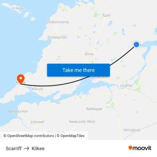 Scarriff to Kilkee map