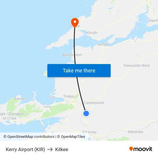 Kerry Airport (KIR) to Kilkee map