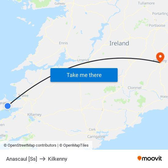 Anascaul [Ss] to Kilkenny map