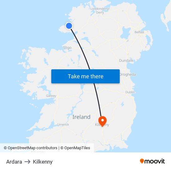 Ardara to Kilkenny map