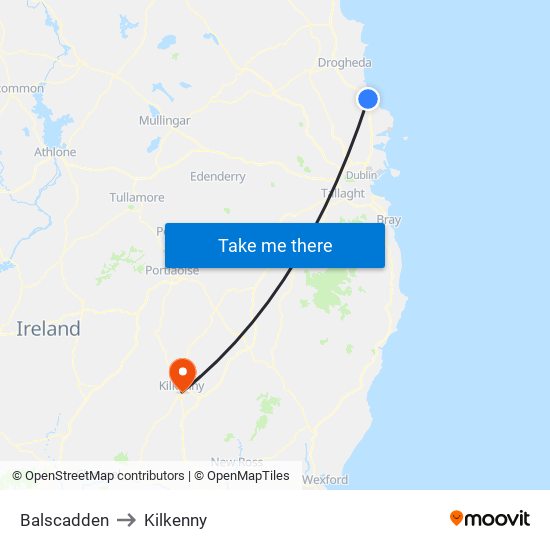 Balscadden to Kilkenny map