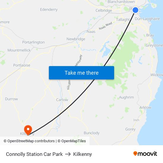 Connolly Station Car Park to Kilkenny map