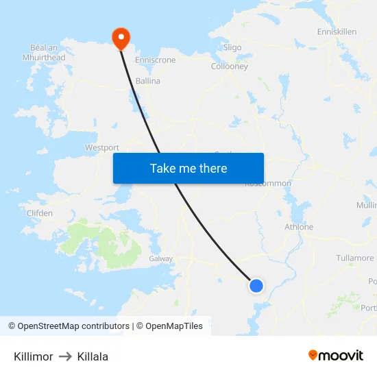 Killimor to Killala map