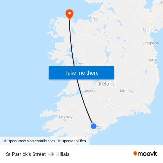 St Patrick's Street to Killala map