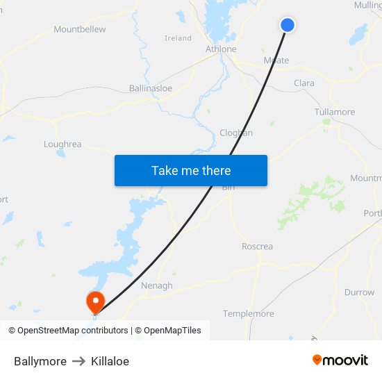 Ballymore to Killaloe map