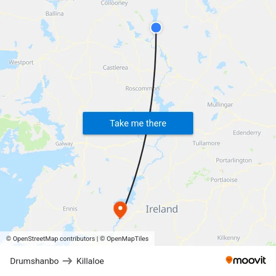 Drumshanbo to Killaloe map