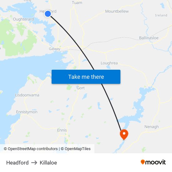 Headford to Killaloe map