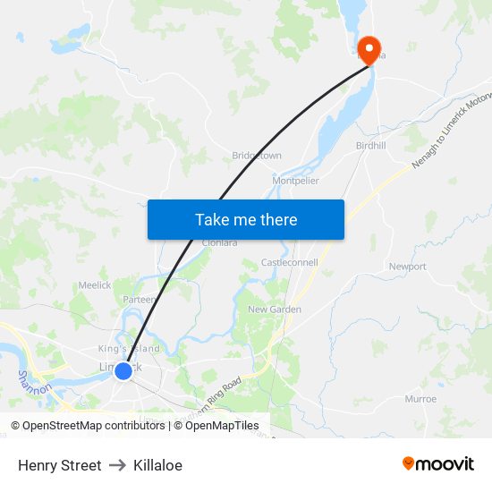 Henry Street to Killaloe map