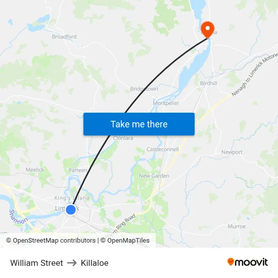 William Street to Killaloe map