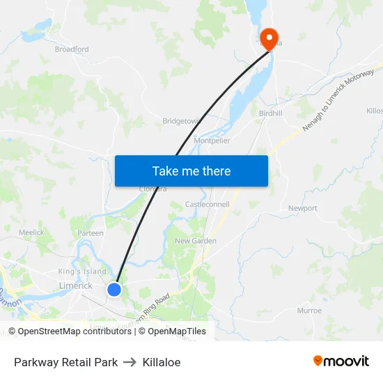 Parkway Retail Park to Killaloe map