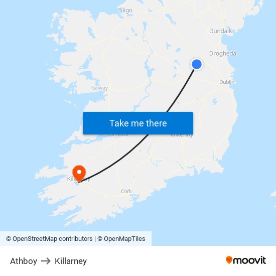 Athboy to Killarney map