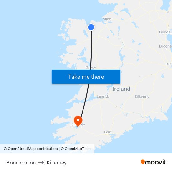 Bonniconlon to Killarney map