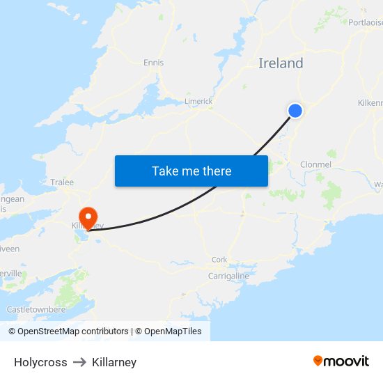 Holycross to Killarney map