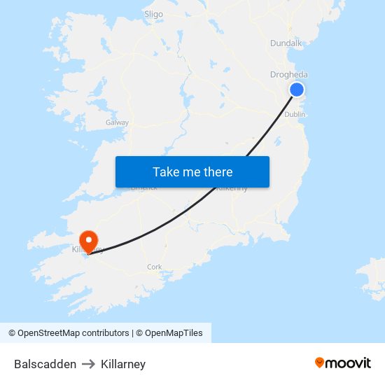 Balscadden to Killarney map