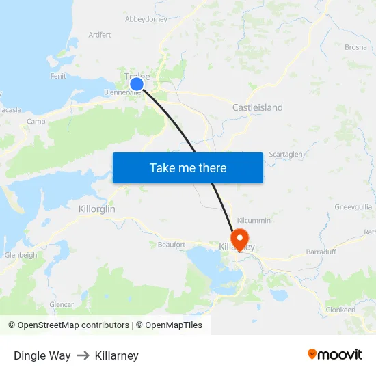 Dingle Way to Killarney map