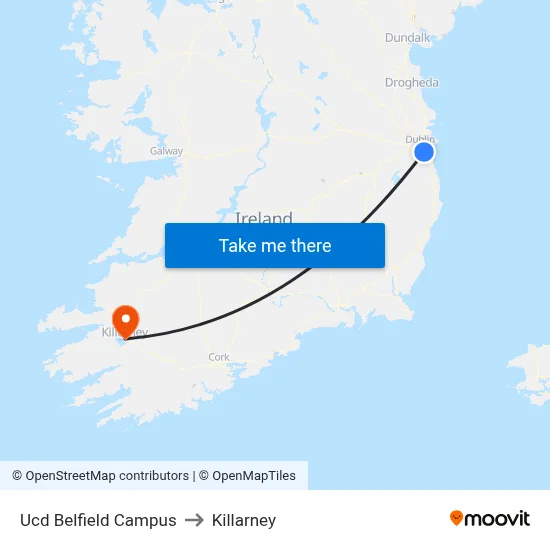Ucd Belfield Campus to Killarney map