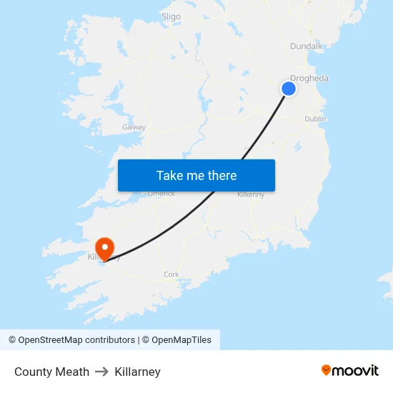 County Meath to Killarney map