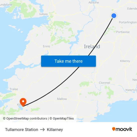 Tullamore Station to Killarney map