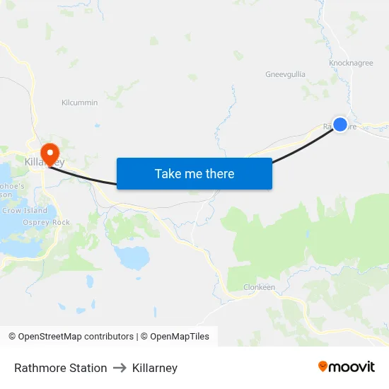 Rathmore Station to Killarney map