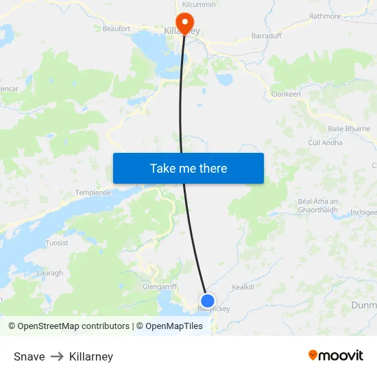 Snave to Killarney map