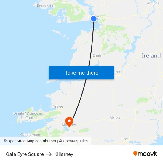 Gala Eyre Square to Killarney map