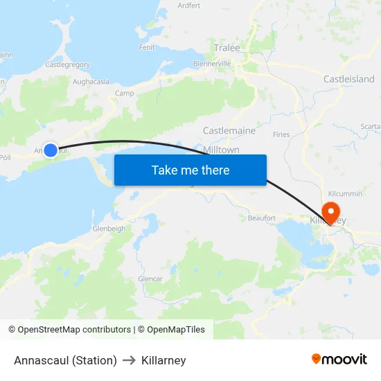 Annascaul (Station) to Killarney map
