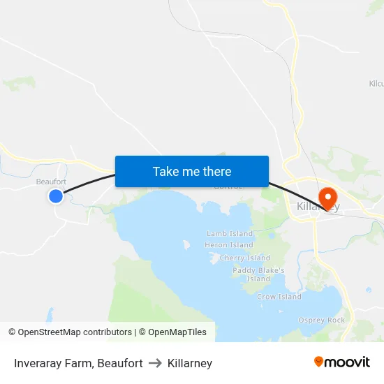 Inveraray Farm, Beaufort to Killarney map