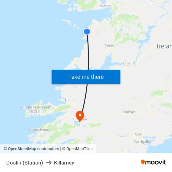 Doolin (Station) to Killarney map