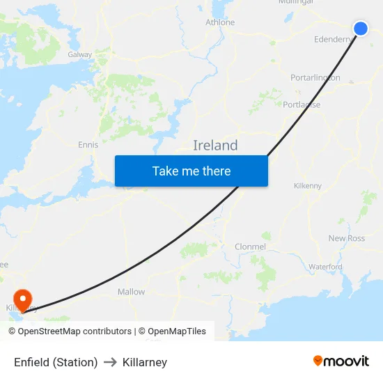 Enfield (Station) to Killarney map