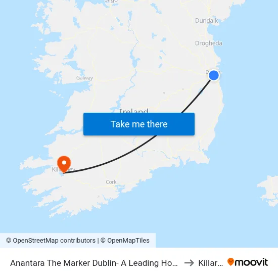 Anantara The Marker Dublin- A Leading Hotel of the World to Killarney map