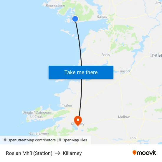 Ros an Mhíl (Station) to Killarney map