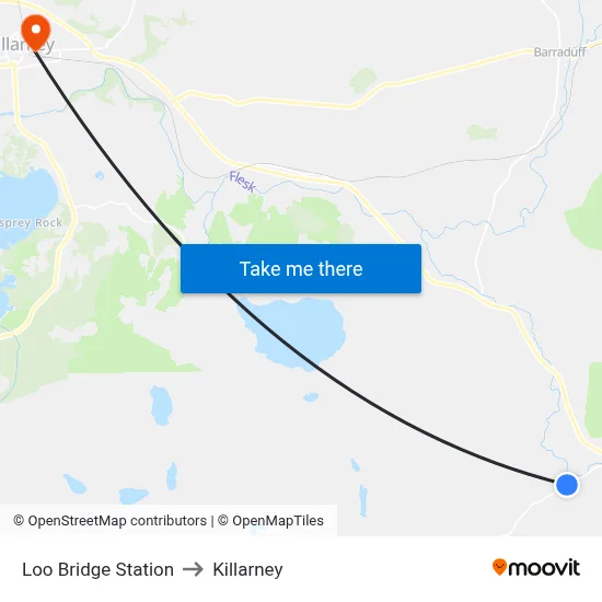 Loo Bridge Station to Killarney map