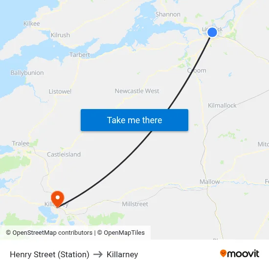Henry Street (Station) to Killarney map