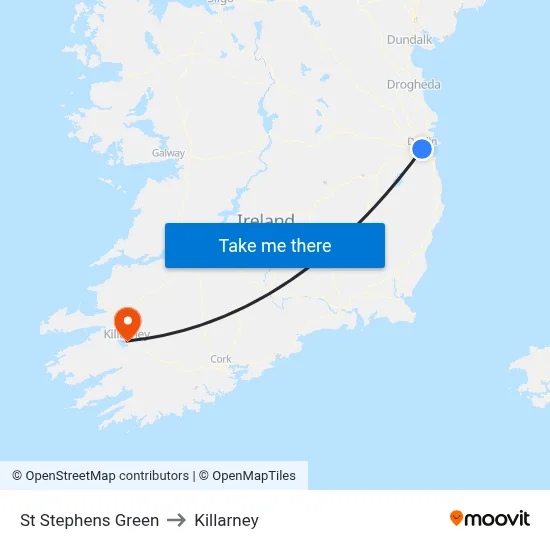St Stephens Green to Killarney map