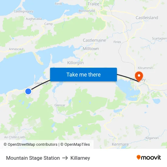 Mountain Stage Station to Killarney map