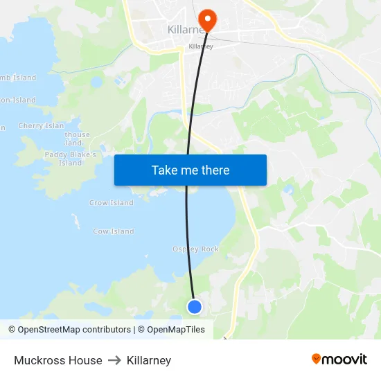 Muckross House to Killarney map