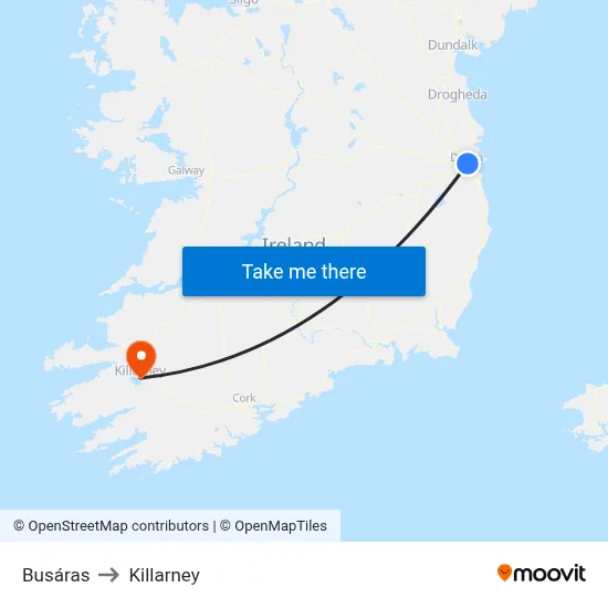Busáras to Killarney map