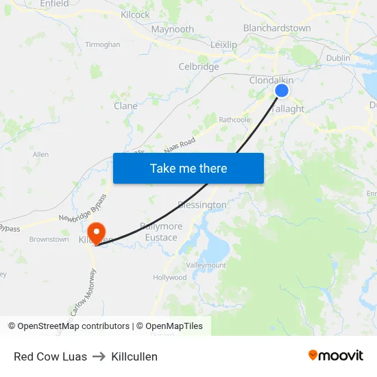 Red Cow Luas to Killcullen map