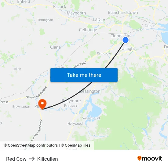 Red Cow to Killcullen map