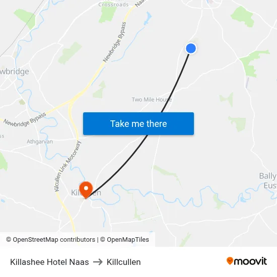 Killashee Hotel Naas to Killcullen map