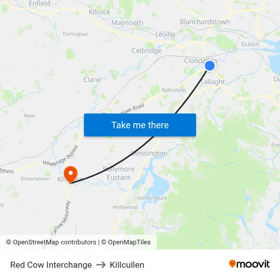 Red Cow Interchange to Killcullen map