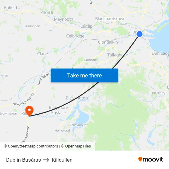 Dublin Busáras to Killcullen map